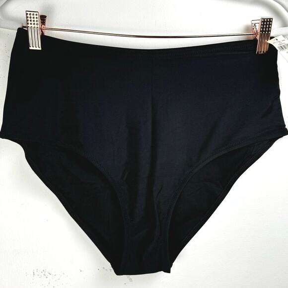aerie Other - NWT Aerie Solid Black Mid to High Rise Full Coverage Classic Bikini Bottoms L
